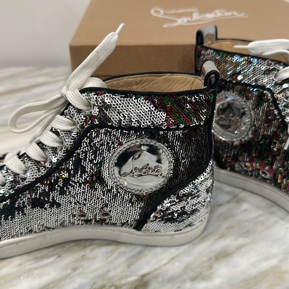 CHRISTIAN LOUBOUTIN BIP BIP WOMAN ORLATO FLAT PAILLETTES SILVER/MULTI 36 6 - Picture 5 of 7